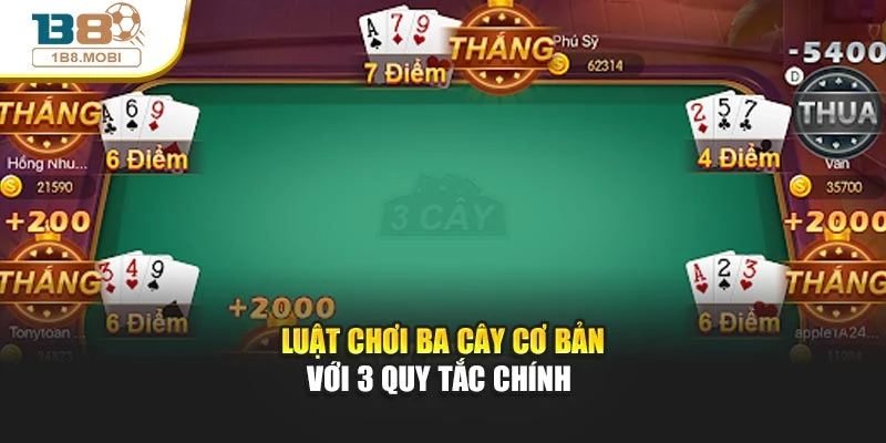 Luật chơi ba cây cơ bản với 3 quy tắc chính 